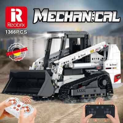 1366PCS Bobcat Loader Building Blocks Remote Control City Engineering MOC Blocks