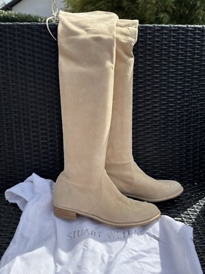 Stuart Weitzmann Overknee Gr 39 beige NEU im Staubbeutel 