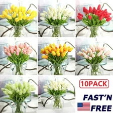 10PCS Artificial Tulip Flowers Fake Flower Bouquet for Wedding Party Home Decor