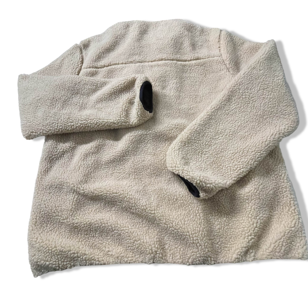 Vintage Men's Cream fleece full zip jacket in XL| L32 W24