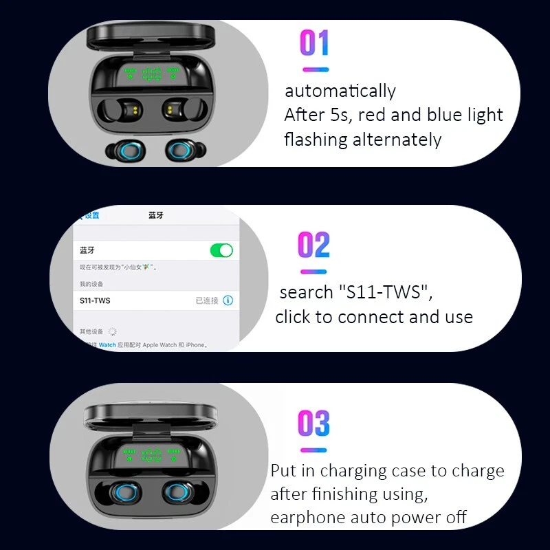 Bluetooth 5.0 In-Ear Kopfh?rer Kabellos Ohrh?rer Mini Stereo Headphones Wireless - Bild 3 von 4