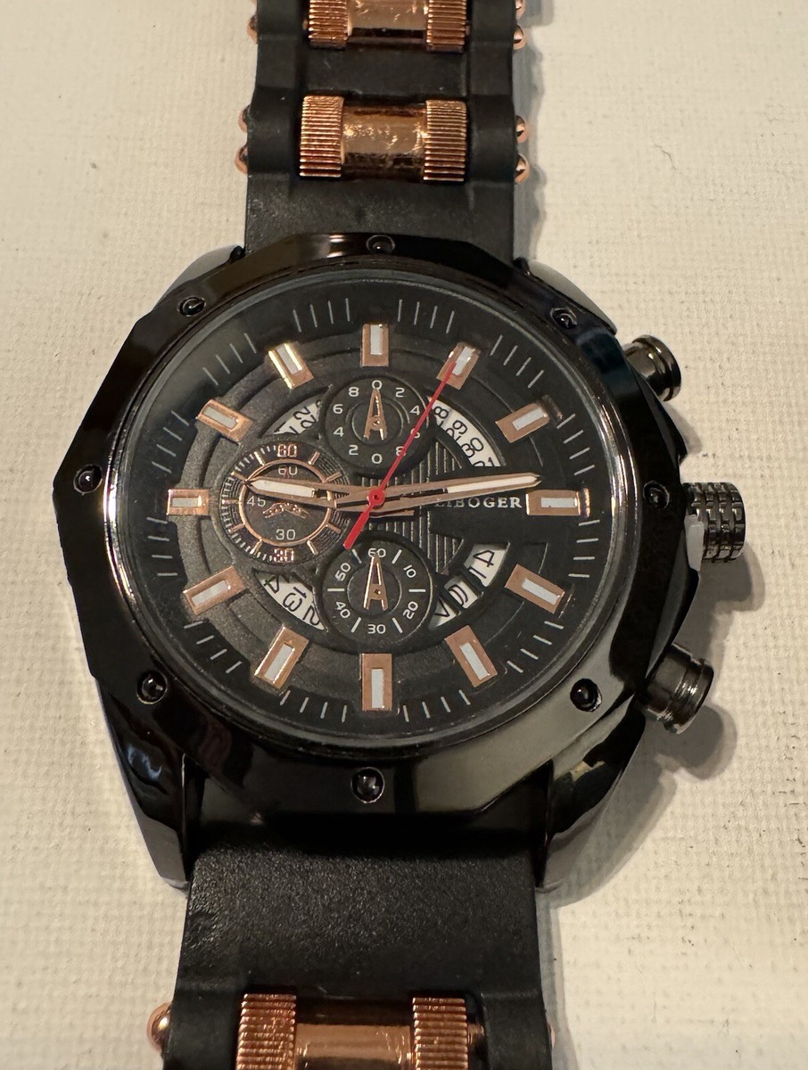 Men's Watch, Liboger, Quartz, Black/ Gold, Open Box Men's Watch, Liboger, Quartz, Black/ Gold, Open Box