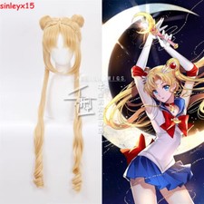 Anime Sailor Moon Tsukino Usagi Manga Per cke Wig Haare Cosplay Blond Gelb Lang