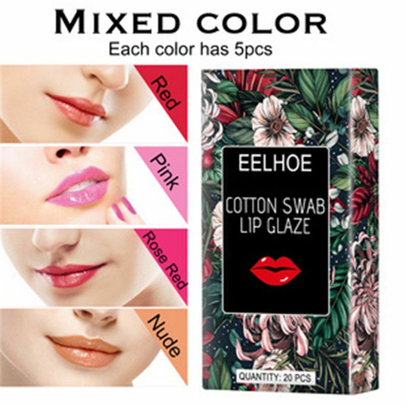 Cotton Swab Lipstick Tint Lip Gloss Long Lasting Matte 20/Pack Tattoo