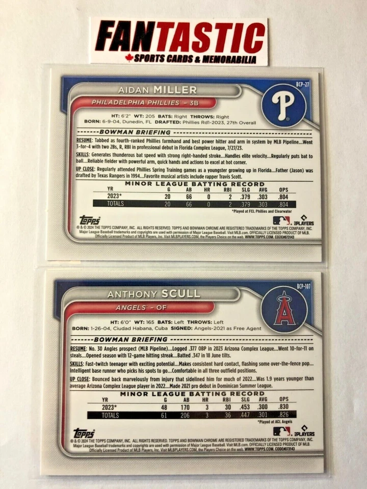 2024 Bowman Lunar Glow Refractors Prospect Parallel Card YOU PICK - Image 2 of 2