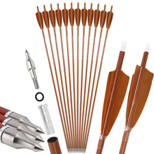 30" Carbon Arrow SP500-600 Turkey Feather Recurve Bow Tips Archery Bow Hunting