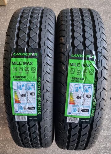 2x 195R15C 106/104R  LANVIGATOR MILEMAX BRAND B/C RATED Commercial trailer TYRES - Picture 1 of 6