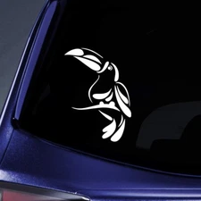 Toucan Bird Graphic - White Vinyl Decal Car Truck Windows laptop notebook