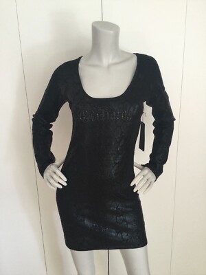 Ed Hardy Vintage Y2K Black Snakeskin Mini Dress Size L