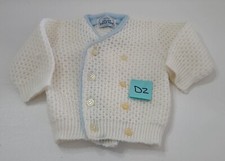 Infant /Baby White  Blue Sweater Button Up Orlon Acrylic Fiber Vintage  DZ