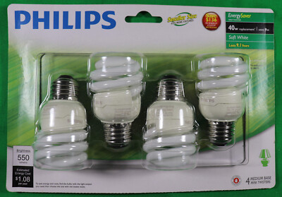 Philips Compact Fluorescent T2 Mini-Twister Medium Base A19 Soft White - 4 Pack