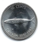 1967 Canadian Brilliant Uncirculated Confederation Centennial Silver Dime Coin