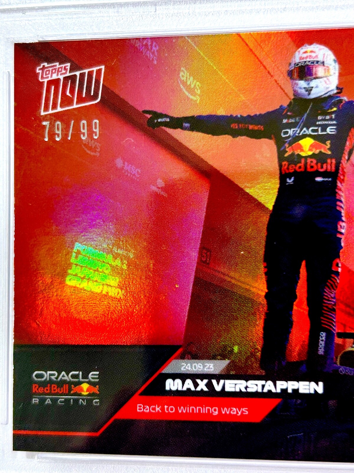 2023 Topps Now Formula 1 MAX VERSTAPPEN #50 - RED 79/99 - PSA-10 view 2