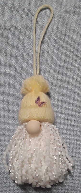 New Handmade Yarn Mini Gnome Christmas Tree Ornament w/Butterfly