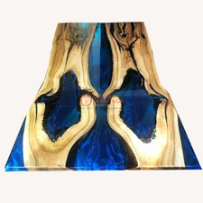 Custom Blue Epoxy Resin Dining Table Top Counter Desk Luxury Living Room Decors