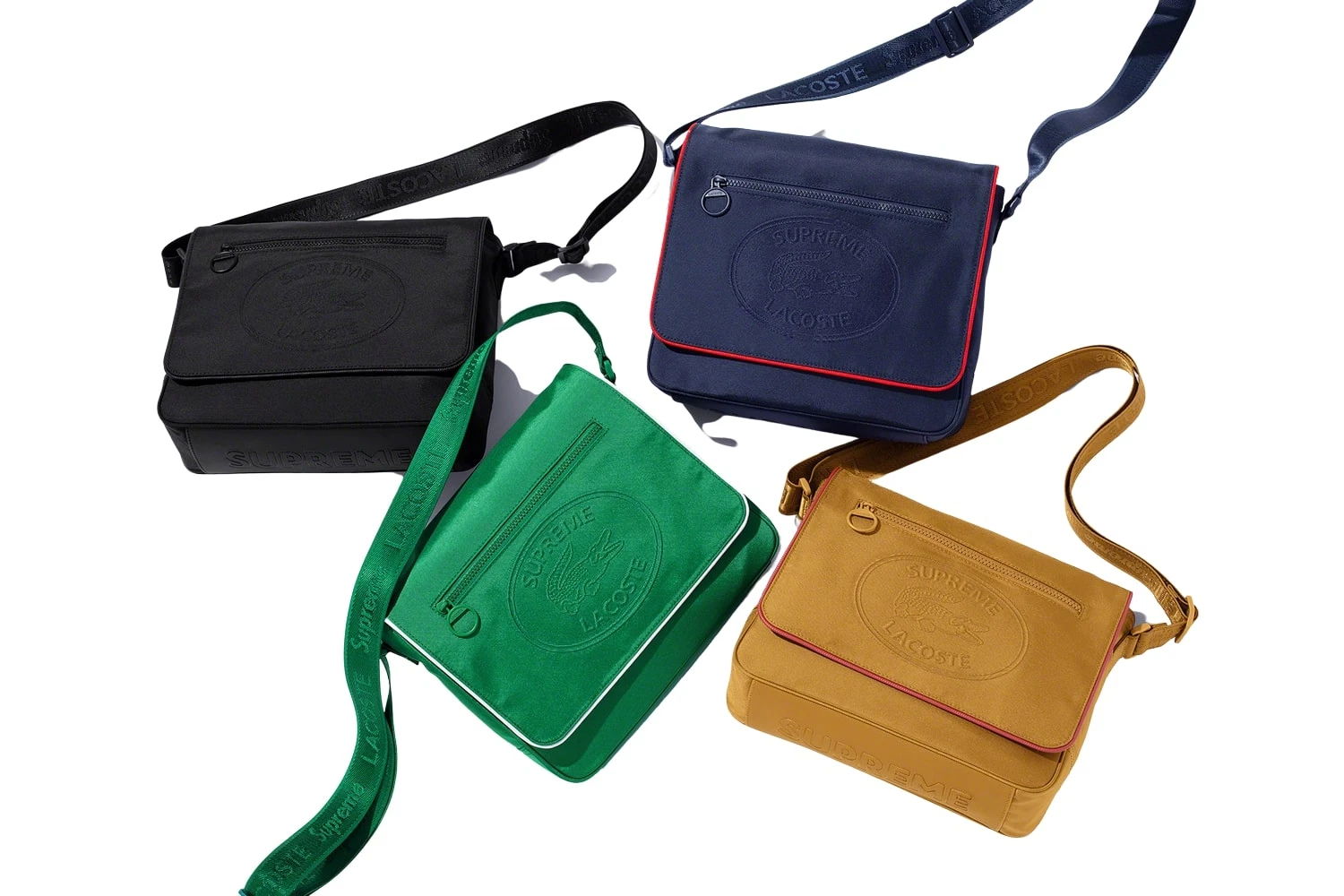 Sac messager Supreme x Lacoste 2019 noir, marine, jaune NEUF 100 % authentique
