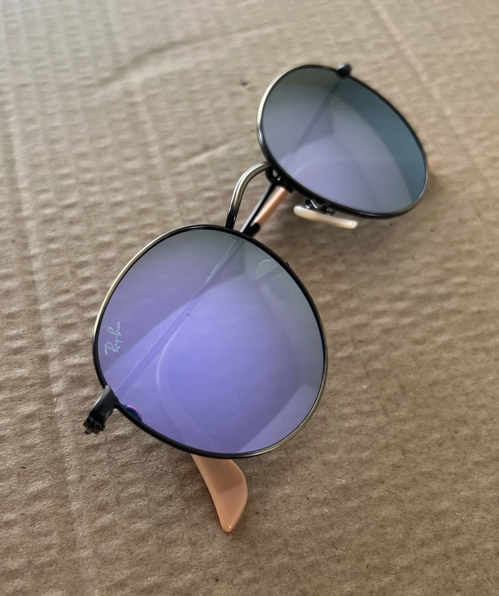 Ray-Ban RB3447 Round Metal Bronze Frame / Lilac Lenses Sunglasses ROUND FLASH LENSES Sunglasses in Bronze-Copper and Lilac  main image 2