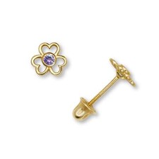14K Yellow  White Gold Gorgeous Flower Stud Earrings for Women