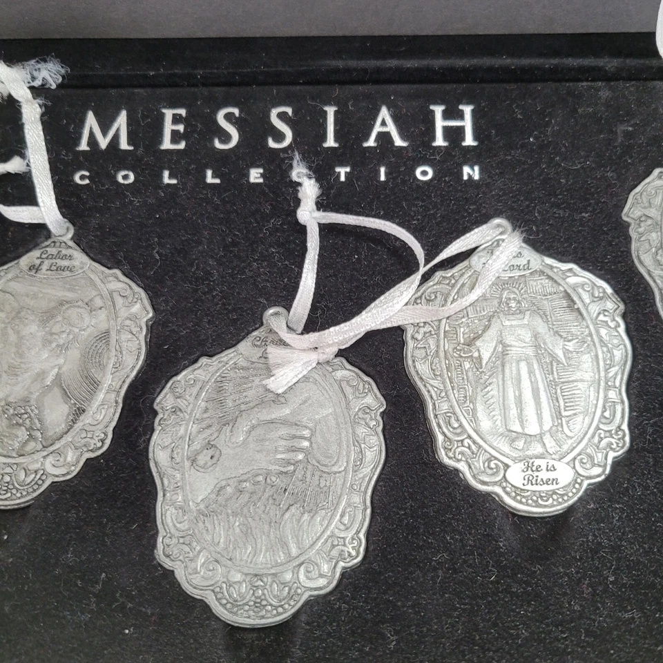 Juego de Colección de Adornos Mesías de Peltre 5 Familia Navidad Tradición Religiosa Foto 3 de 4