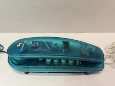 Vintage Southern Telecom Phone Blue Translucent Corded Easy Touch TESTED