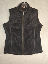 Woolrich Corduroy Vest Large Womens Full Zip Pockets Black