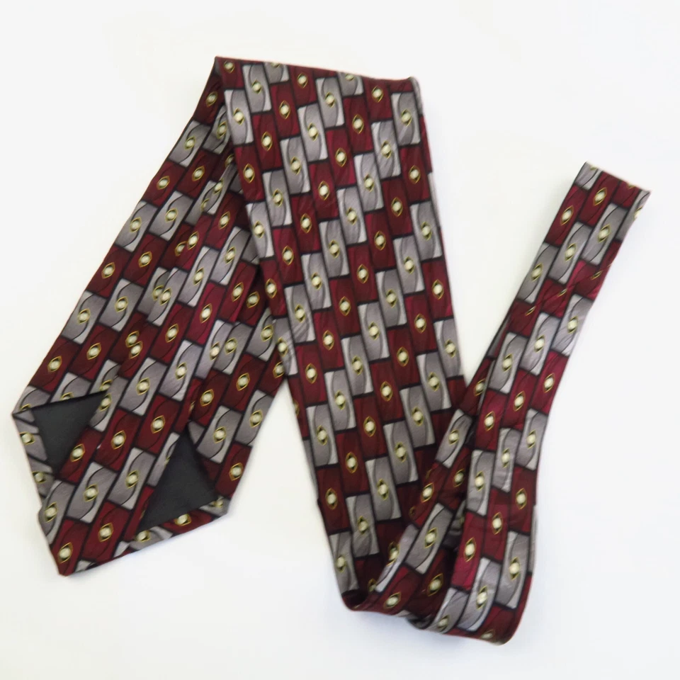 Corbata de cuello para hombre Kilburne & Finch rojo gris geométrico rectangular 58x3,75 Foto 4 de 4