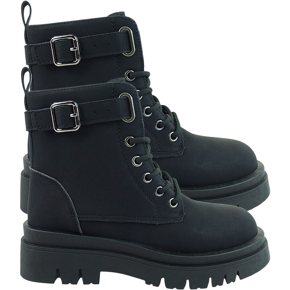 Ankle Boots Work Boots With Straps WOMENS LADIES LOW HEEL LACE UP