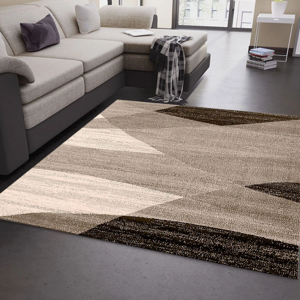 Tapis Géométrique Motif Moucheté En Braun Beige - Photo 2/4
