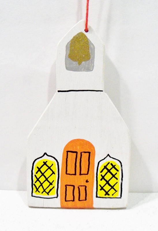 Erzgebirge Germany Church Chapel Wooden Wood Hand Painted Fretwork Vntg Ornament