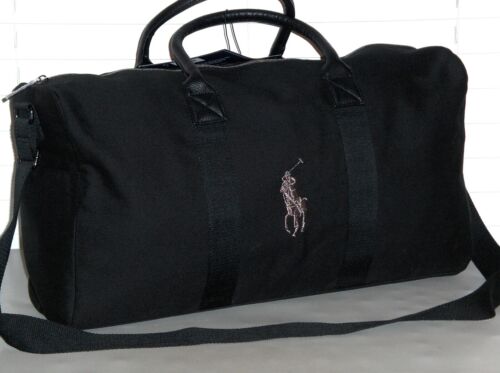 RALPH LAUREN FRAGRANCES Men's Canvas Big Pony Polo Duffle Travel Bag, BLACK, New - Picture 1 of 20