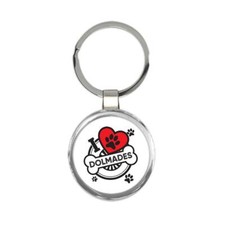 Dolmades Personalized Dog Name: Custom Gift Round Keychain Pet I Love My Puppy
