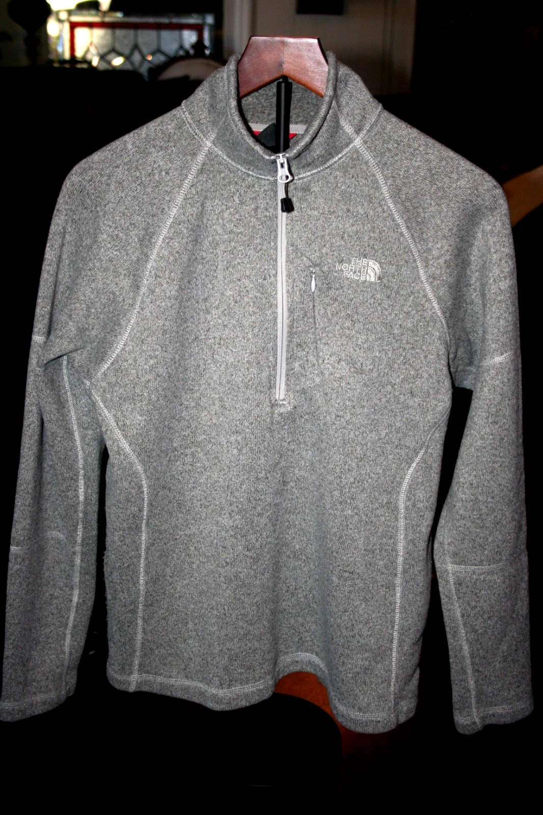 North Face Men's Small Ligth Grey Marled 1/2 Zip Fleece Jacket -Preowned