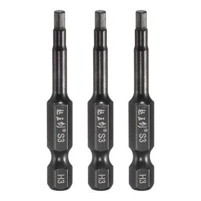 3-teilig 3mm Sechskant-Bohrer für Magnetbits, 50mm Länge, schwarz
