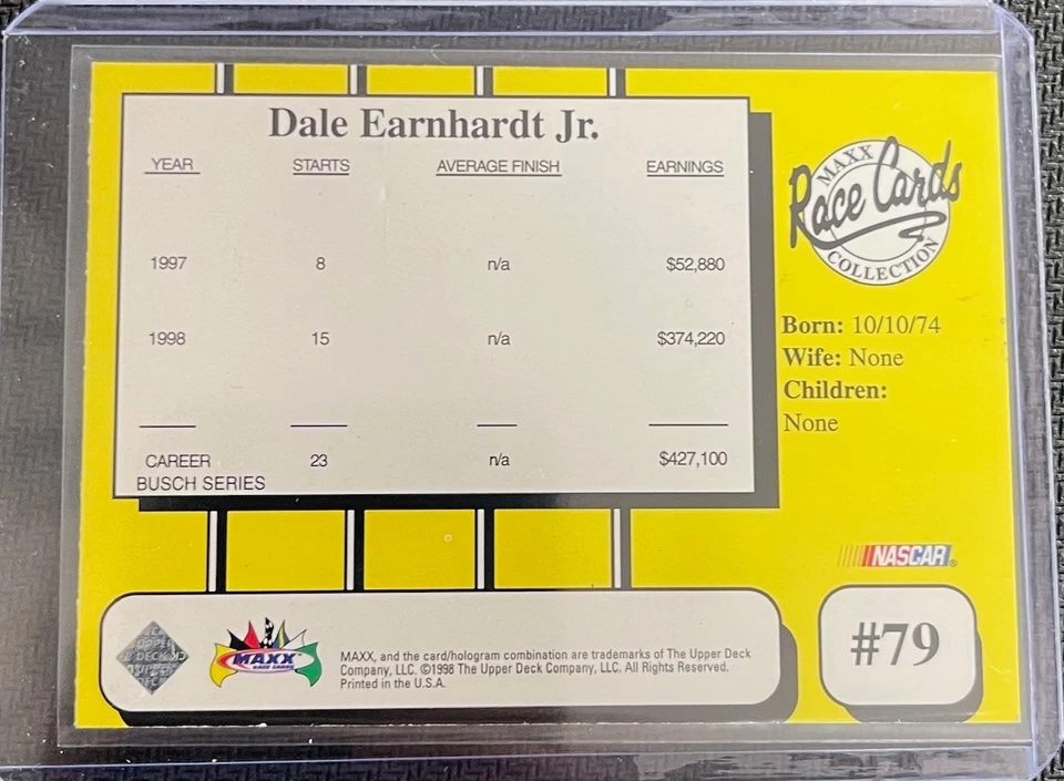 1998 Maxx Dale Earnhardt Jr. In Person Autograph - Image 2 of 2