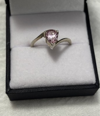 Size 8.5 Sterling Silver Pink Cubic Zirconia 925 Ring