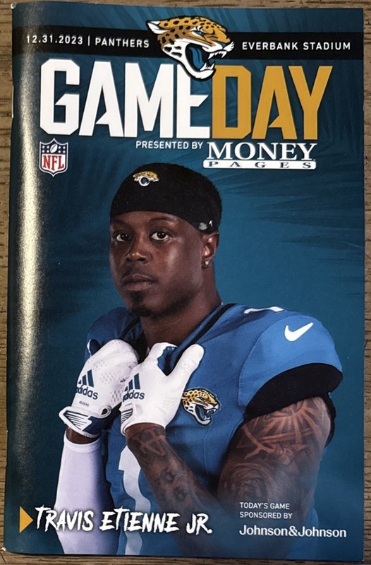Jaguars Gameday Program Travis Etienne Jr. Cover & Souvenir Ticket 12/31/2023