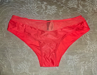 Victoria's Secret Women s Bikini Panties Mesh Sheer Stretch Neon Orange XS