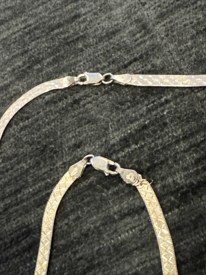 "Juego de collar y pulsera vintage ~ plata de ley ~ hueso de arenque ~ 0,925 ~ 18"" y 7""" Foto 2 de 3