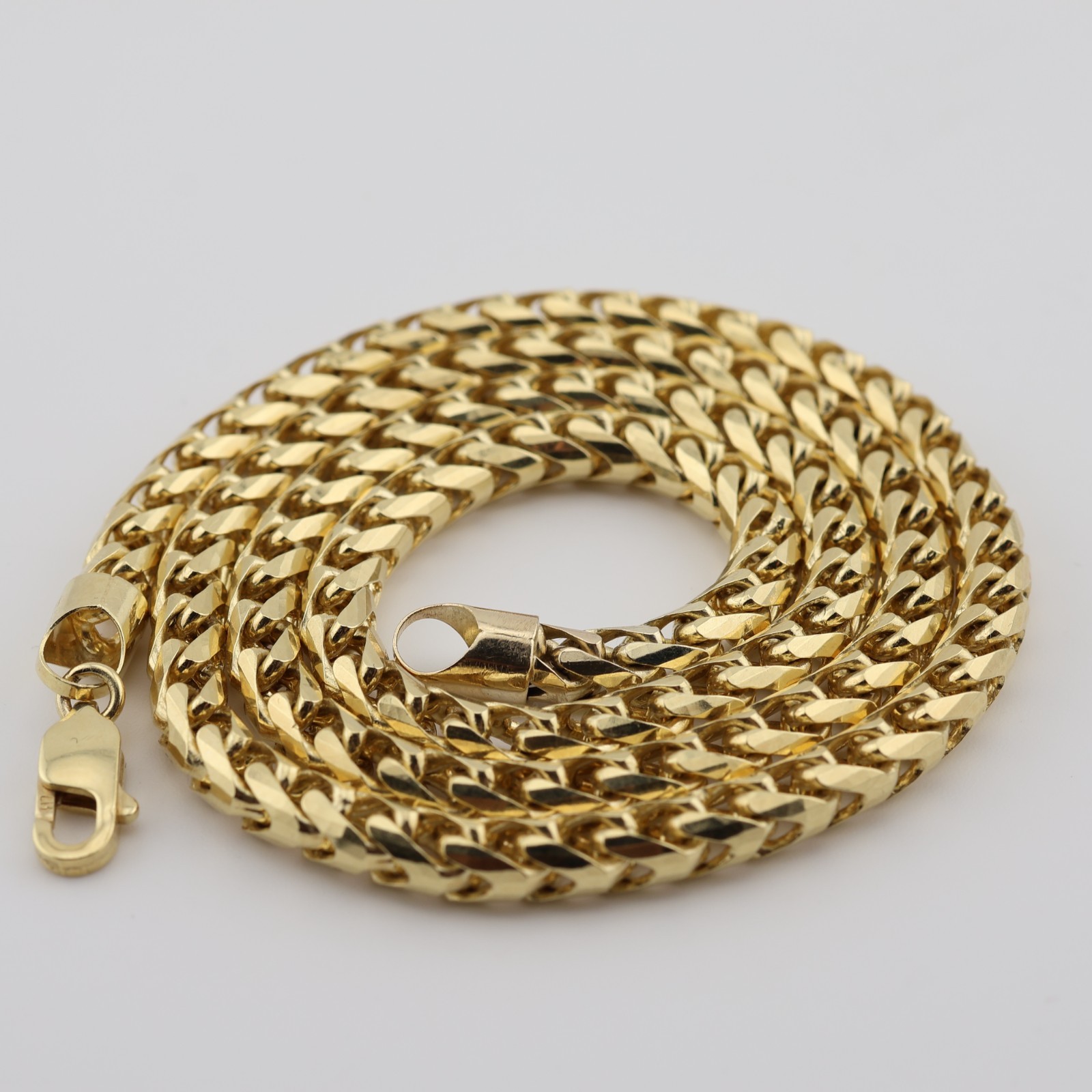 READ 10k solid yellow gold wheat chain length 22 inch, width 0.2 inch, 63.7 g