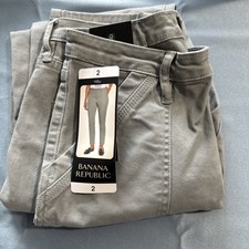 Banana Republic Woman  s High Rise Twill Pant, Gray, Size 2, E22