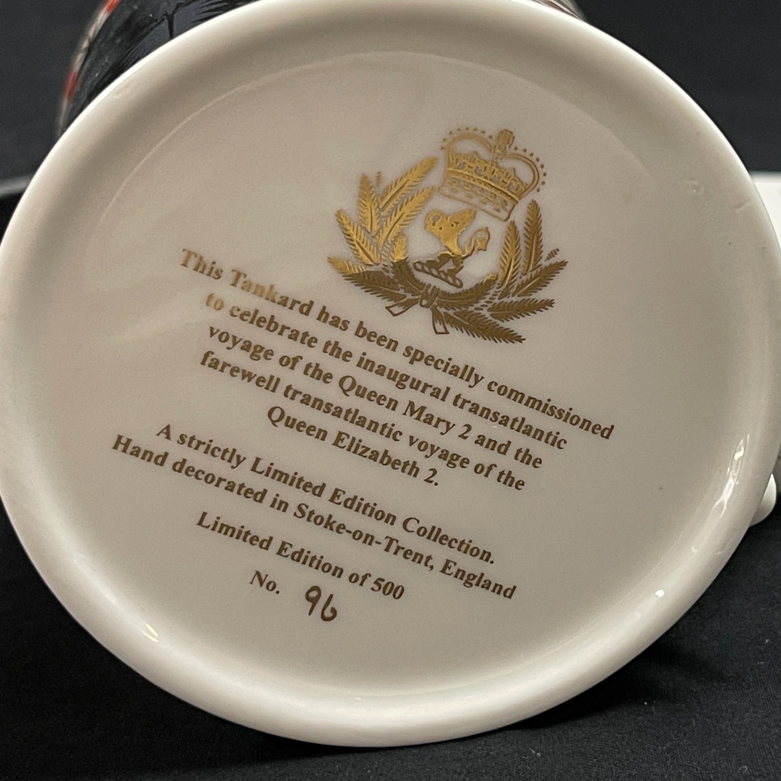 Queen Mary 2 Inaugural Transatlantic Mug Limited Edition 96 of 500 COA