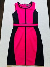 New York & Company Pink and Black Colorblock Office Dress Size 4