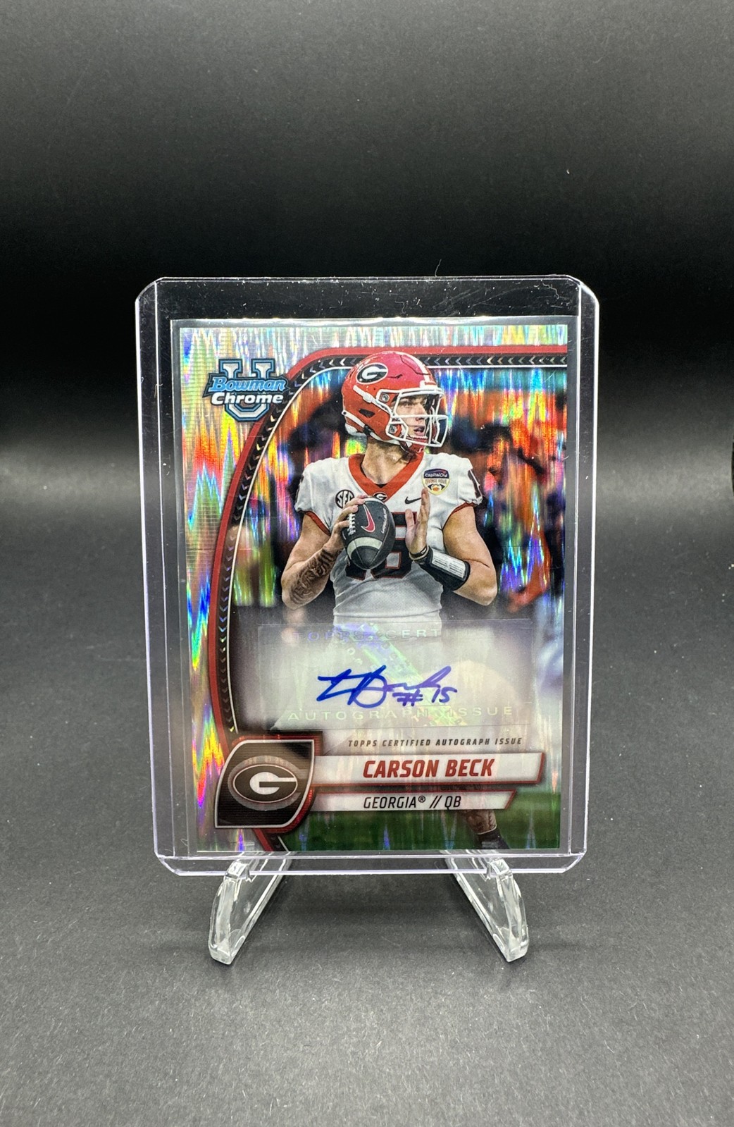 2024 Bowman University Chrome Prospect Auto Carson Beck Stealth Refractor