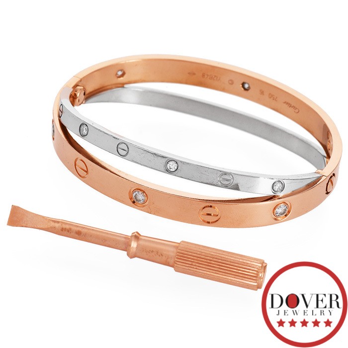 Cartier Double Love Diamond Bangle Bracelet in 18K White Gold image 5