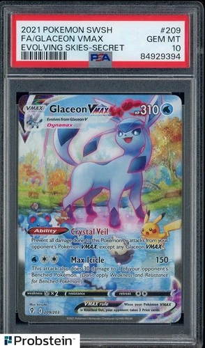 2021 Pokemon SWSH Evolving Skies Secret #209 FA Glaceon VMax PSA 10 GEM MINT