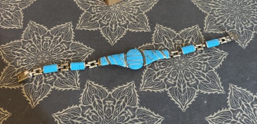 Vintage Mexiko Intarsien Türkis Gliederarmband