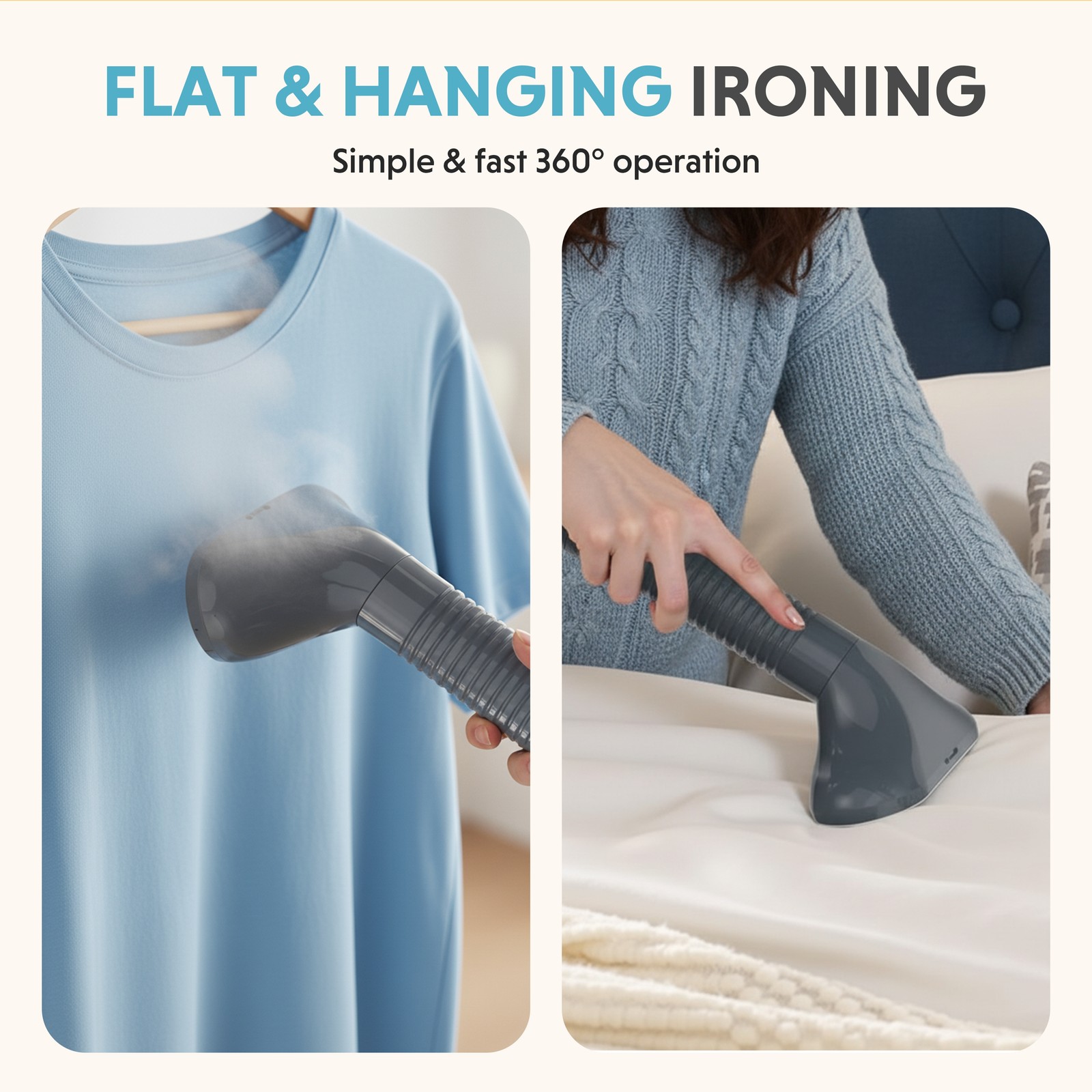 Standing Garment Steamer for Clothes with Wheels, 1500W Powerful Steam Grey