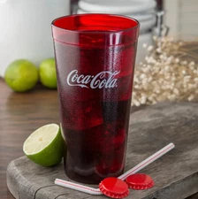 Coca Cola Restaurant Red Plastic Tumblers 16oz PACK of 6
