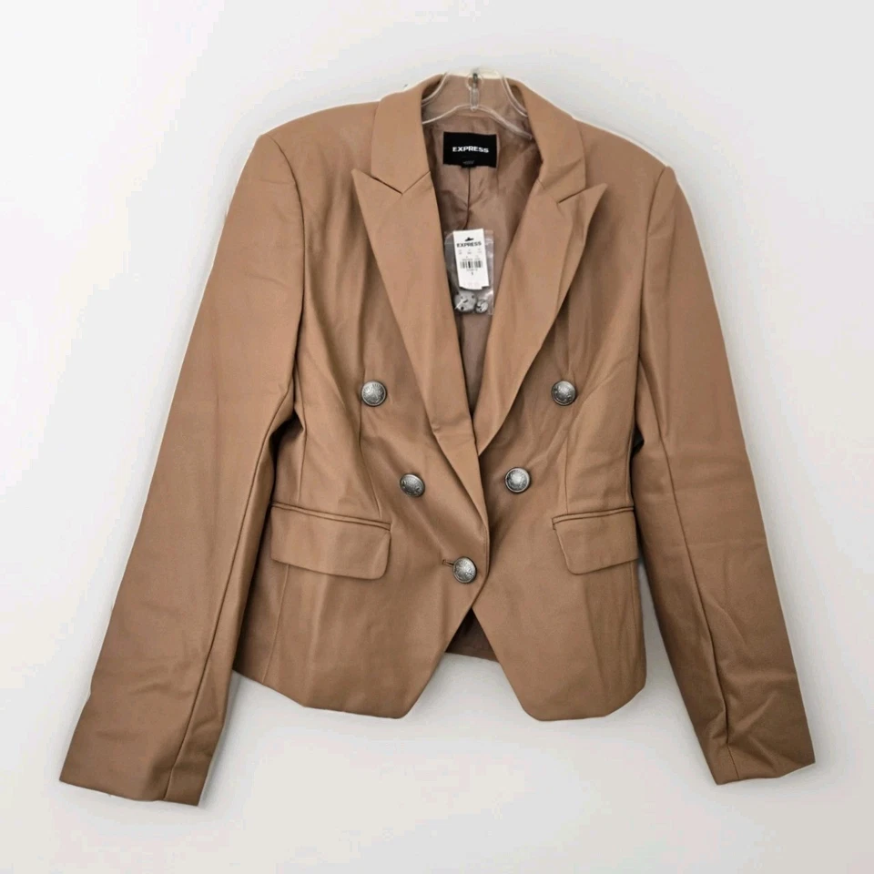 Blazer Express Imitación Cuero Doble Pecho Camel Tostado Talla S Nuevo con Etiquetas Precio de venta sugerido por el fabricante $99.99 Foto 3 de 4