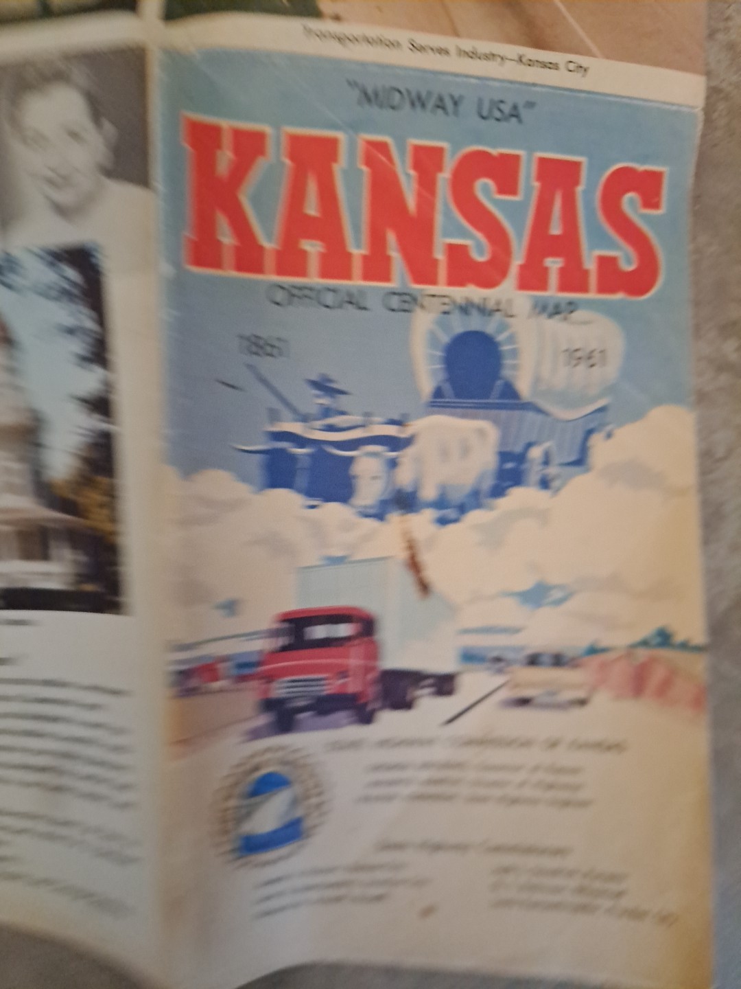 1961 Kansas Centennial (100 Years) Highway Map Official Centennial